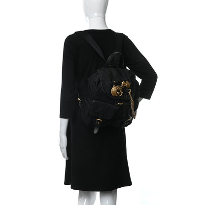 Prada Nylon Vela Saffiano Dragon Backpack Black 2 of 8