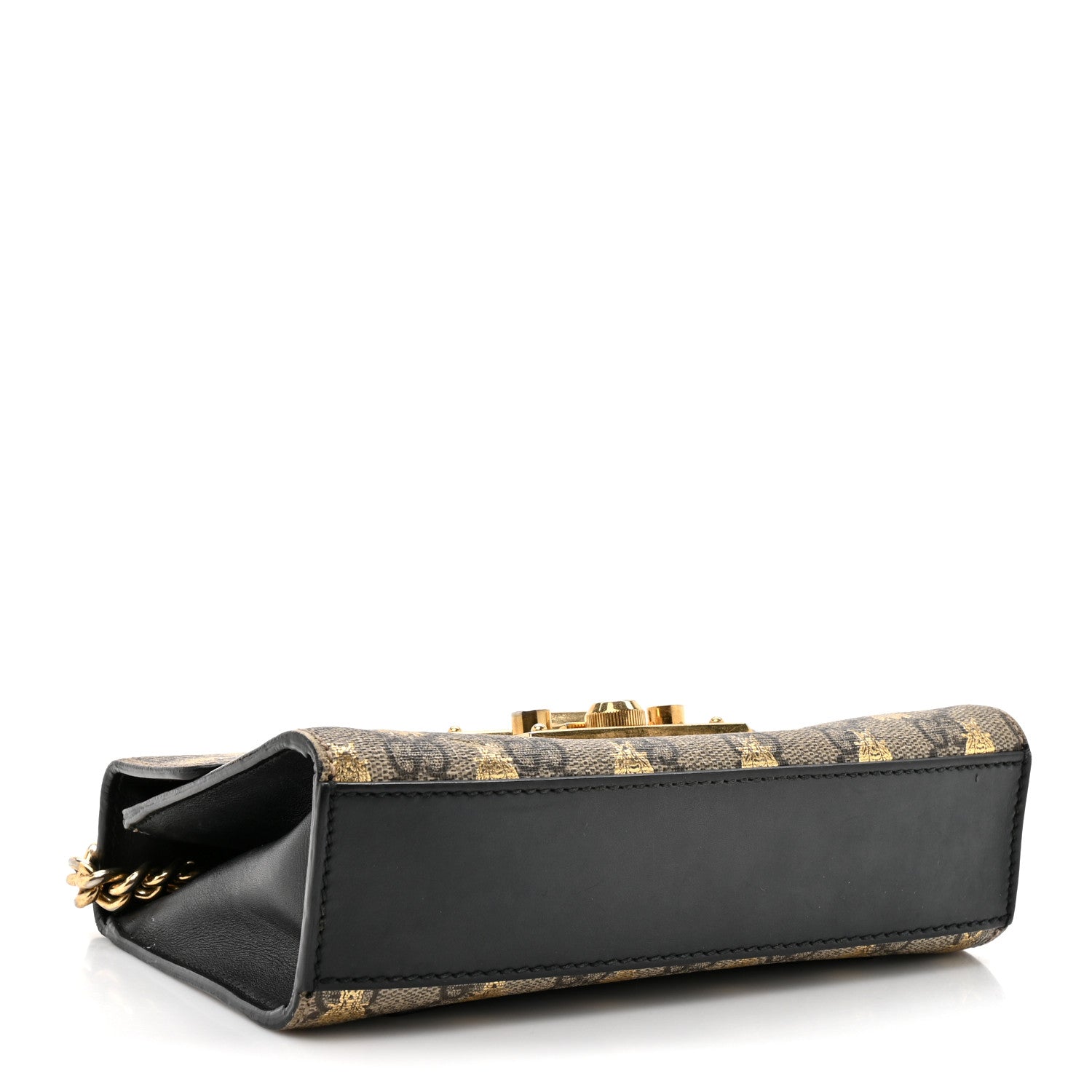 Gucci GG Supreme Monogram Bees Small Padlock Shoulder Bag Black 4 of 16