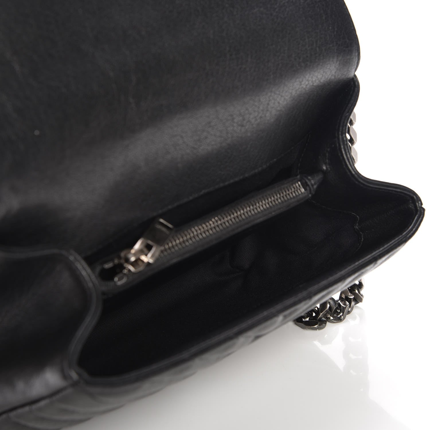 Saint Laurent Sheepskin Matelasse Chevron Monogram Medium College Bag Black 5 of 7
