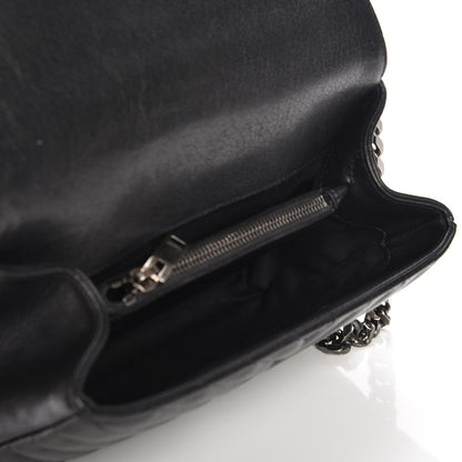 Saint Laurent Sheepskin Matelasse Chevron Monogram Medium College Bag Black 5 of 7