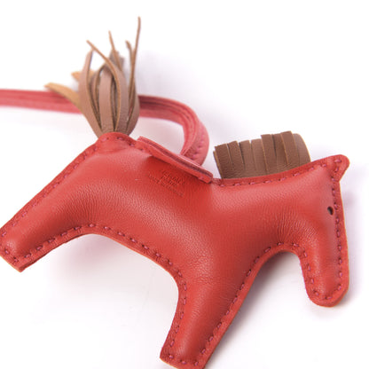 Hermes Milo Lambskin Grigri Rodeo Horse Bag Charm PM Rouge Indien Gold Bougainvillea 4 of 6