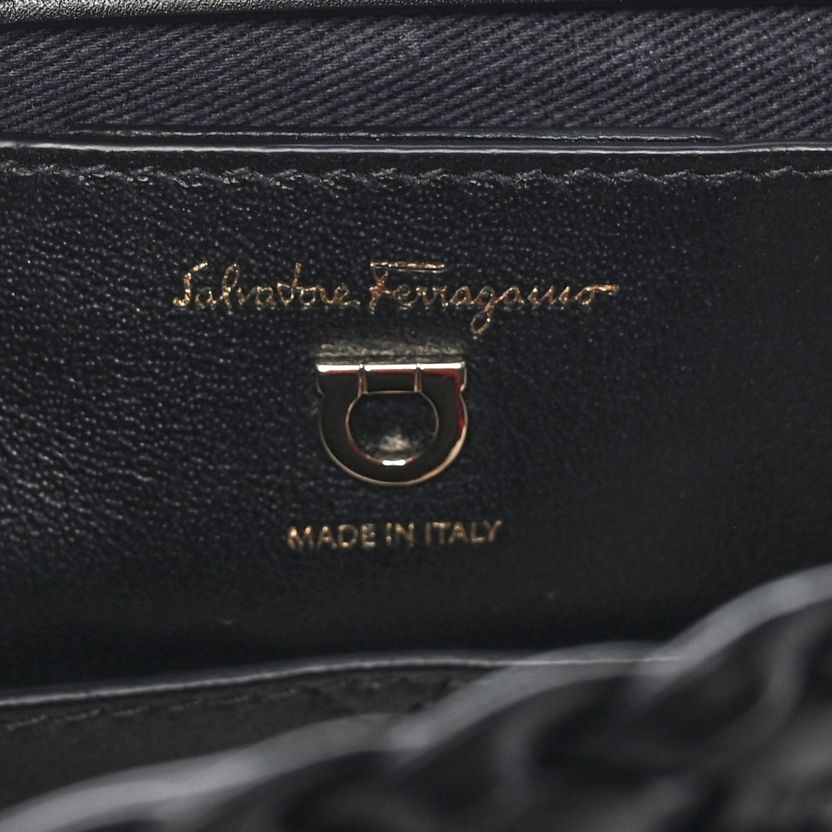 Salvatore Ferragamo Calfskin Wicker Margot Top Handle Satchel Black 5 of 8