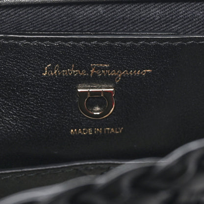 Salvatore Ferragamo Calfskin Wicker Margot Top Handle Satchel Black 5 of 8