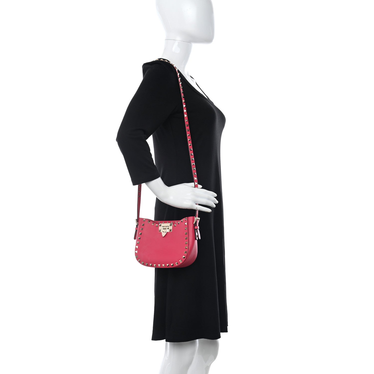 Valentino Garavani Vitello Rockstud Flip-Lock Satchel Fragola 2 of 10