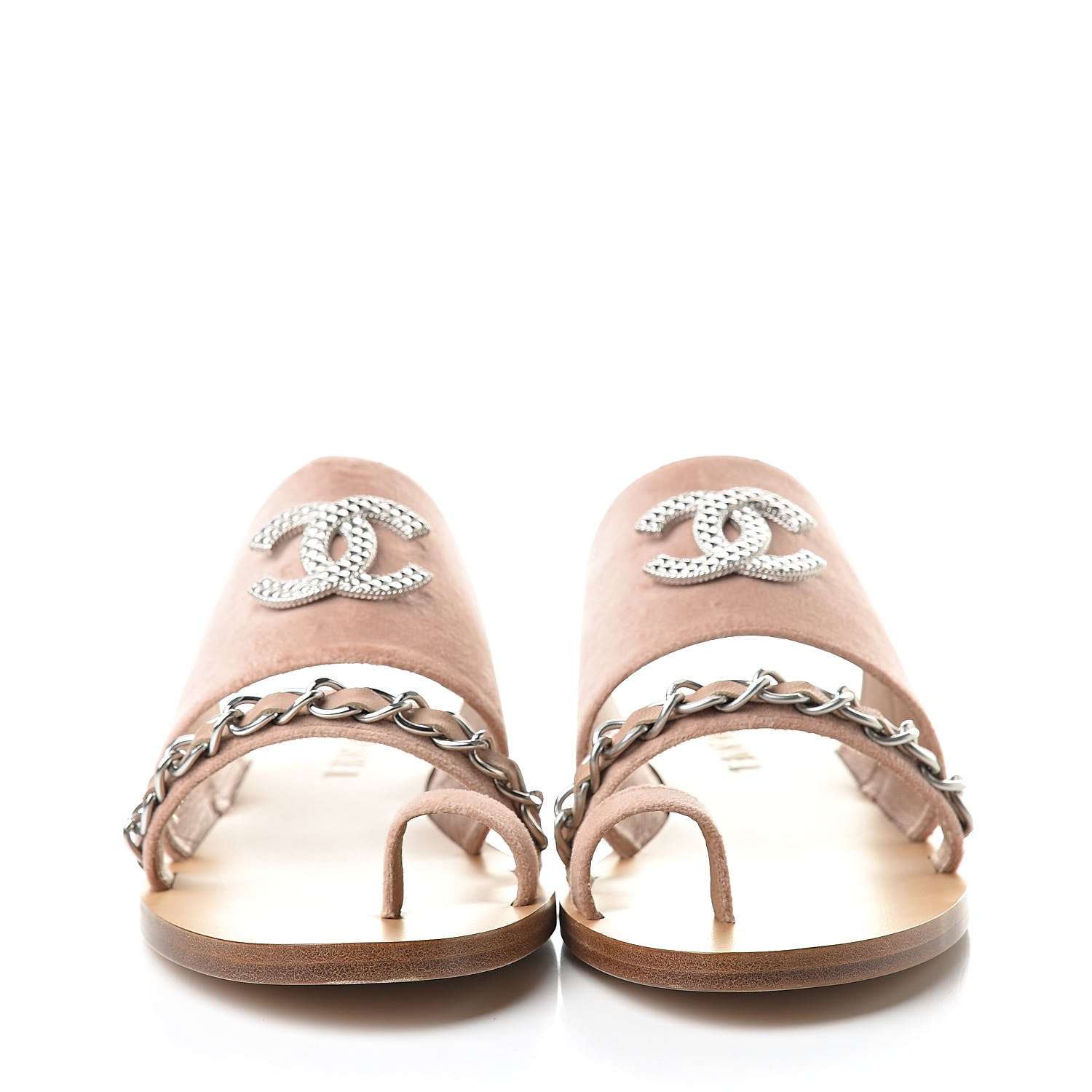 Chanel Velvet Chain Mule Sandals 40 Pink 2 of 9