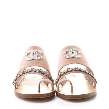 Chanel Velvet Chain Mule Sandals 40 Pink 2 of 9
