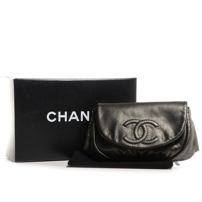 Chanel Metallic Caviar Half Moon Wallet On Chain WOC Dark Silver 8 of 8