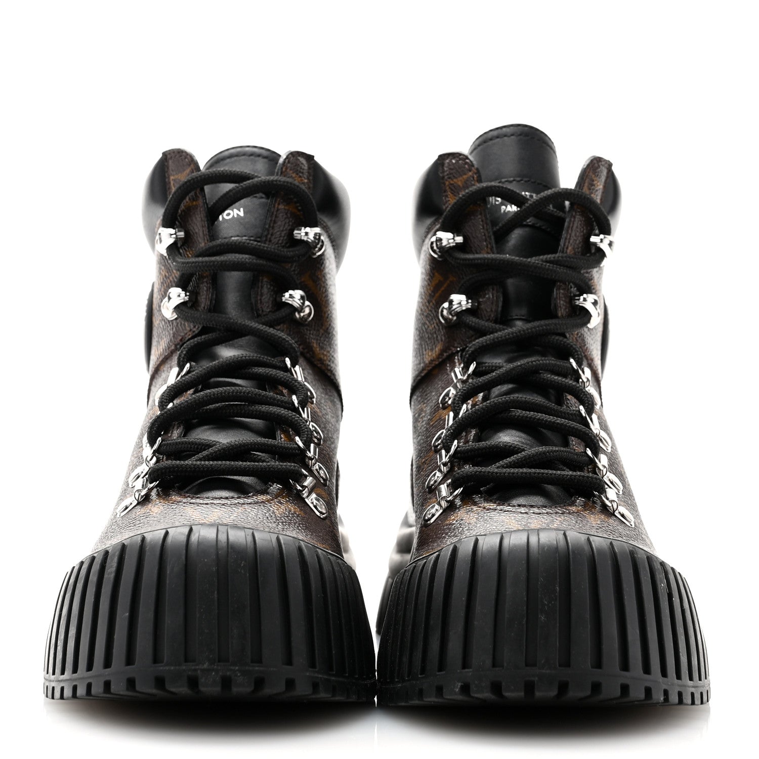 Louis Vuitton Calfskin Patent Monogram Ruby Flat Ranger Boots 38.5 Black 2 of 10