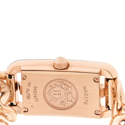 Hermes 18K Rose Gold Mother of Pearl 17mm Nantucket Quartz Watch 4 of 5