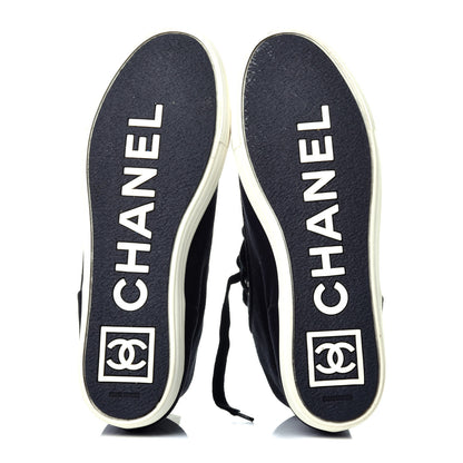 Chanel Canvas CC High Top Sneakers 38 Black White 5 of 8