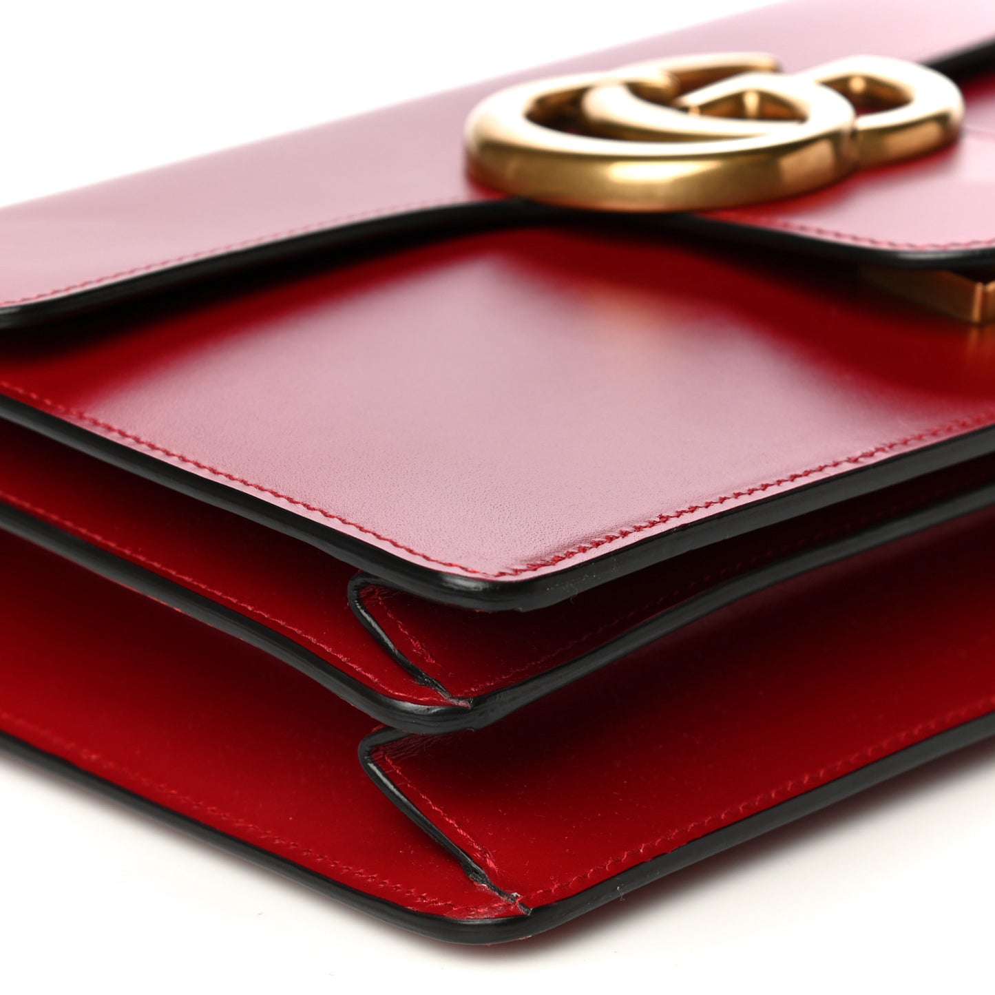 Knight Calfskin Medium GG Marmont Chain Handle Bag Hibiscus Red