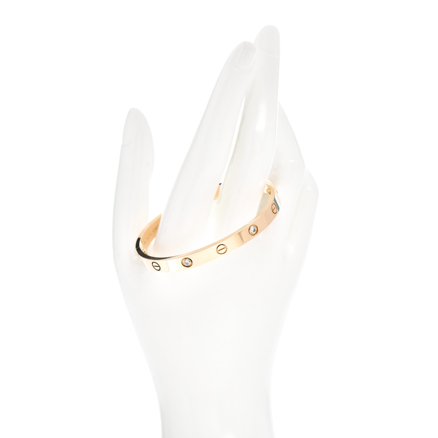 18K Yellow Gold 4 Diamond LOVE Bracelet 17