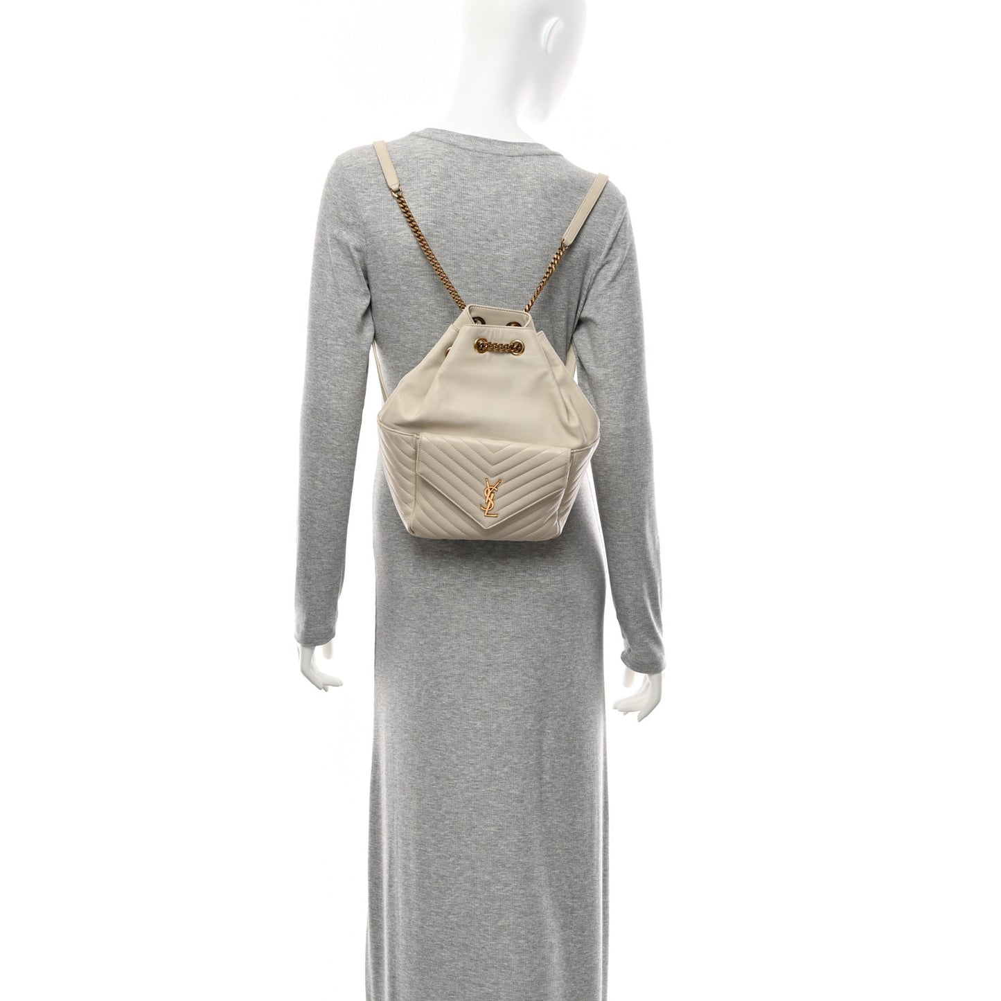 Lambskin Matelasse Monogram Joe Backpack Cream Black