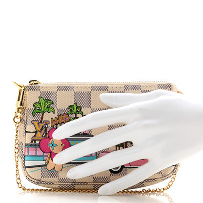 Louis Vuitton Damier Azur 2021 Christmas Animation Hollywood Mini Pochette Accessories Fuchsia 2 of 7