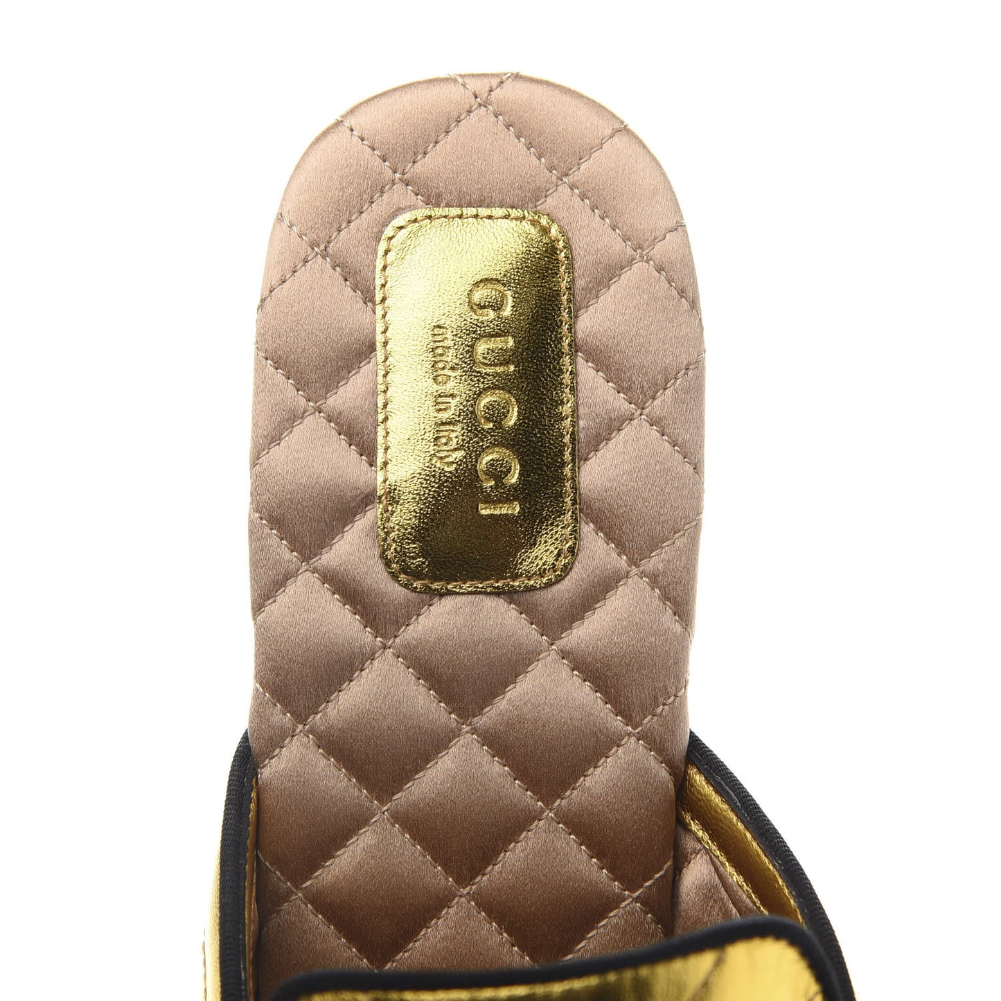 Metallic Nappa Quilted Womens Princetown Slippers 38.5 Gold