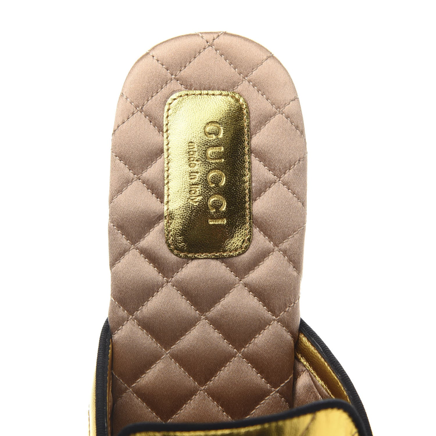 Gucci Metallic Nappa Quilted Womens Princetown Slippers 38.5 Gold 6 of 8