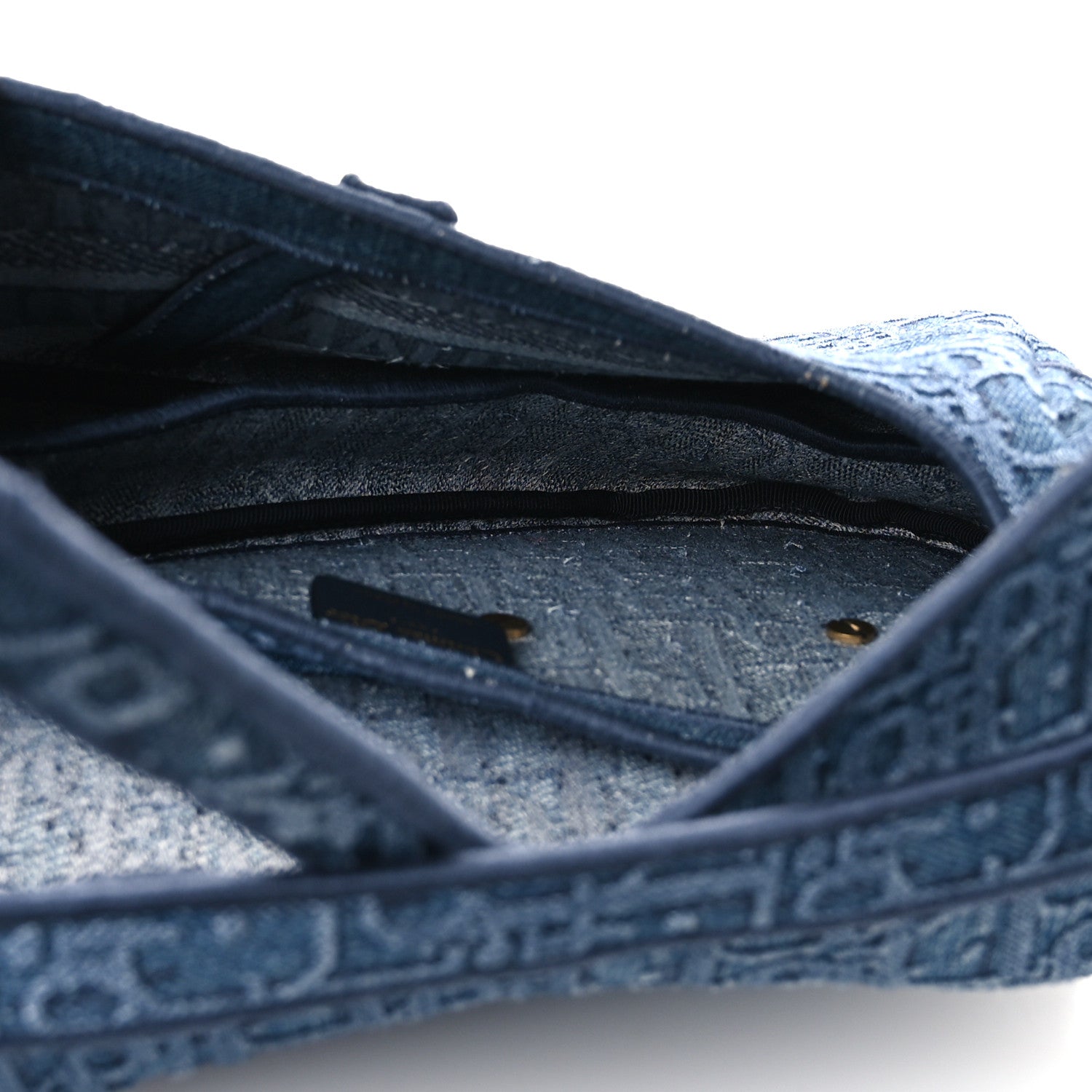Christian Dior Oblique Embroidered Saddle Bag Denim Blue 5 of 10