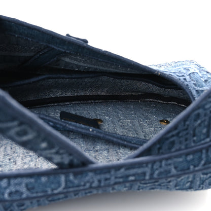 Christian Dior Oblique Embroidered Saddle Bag Denim Blue 5 of 10