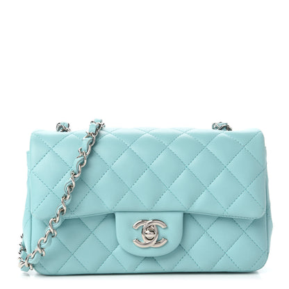 Chanel Lambskin Quilted Mini Rectangular Flap Light Blue 1 of 13
