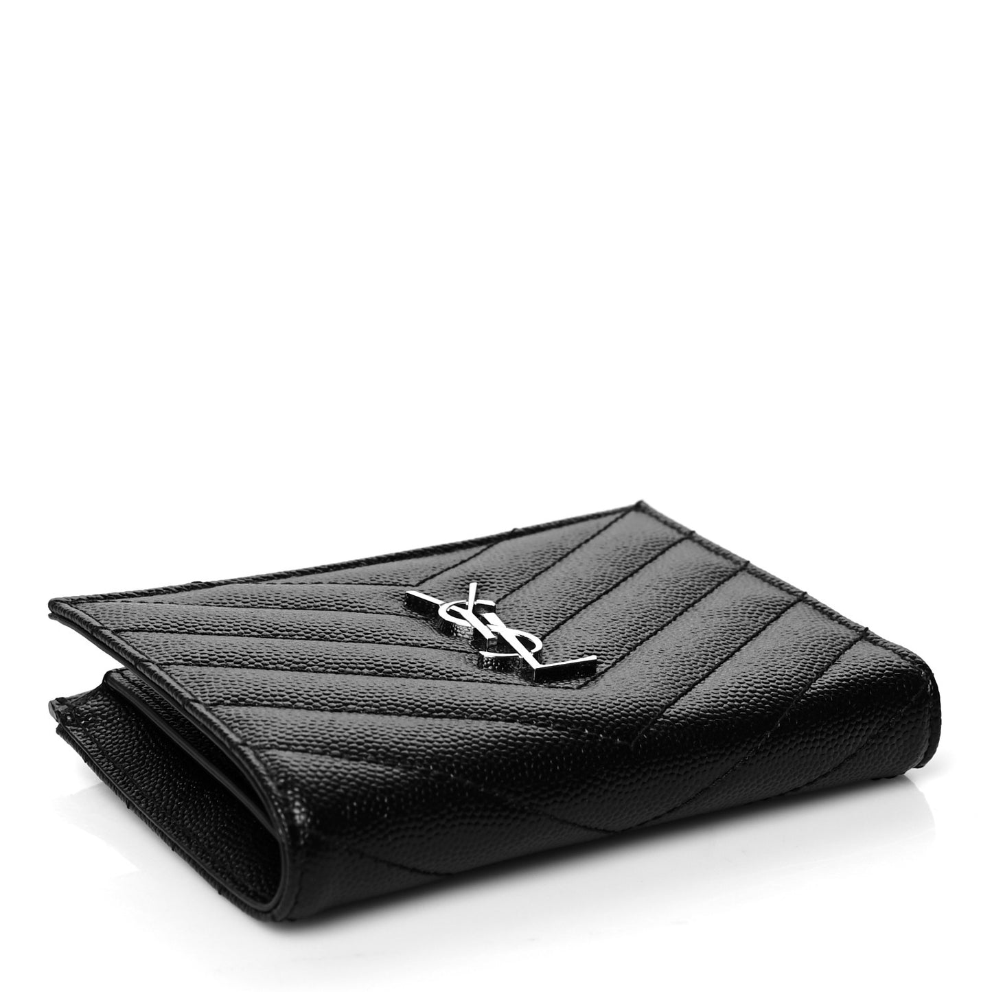 Grain De Poudre Matelasse Chevron Monogram Zipped Two-Part Wallet Black