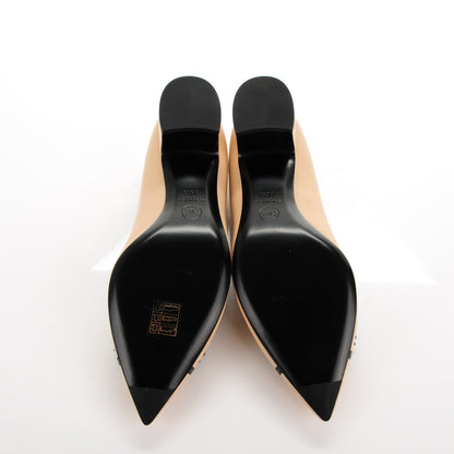 Chanel Lambskin Bow Pointed Toe Pumps 39.5 Beige Black 6 of 8