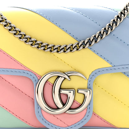 Gucci Calfskin Matelasse Diagonal Super Mini GG Marmont Shoulder Bag Multicolor Pastel 8 of 11