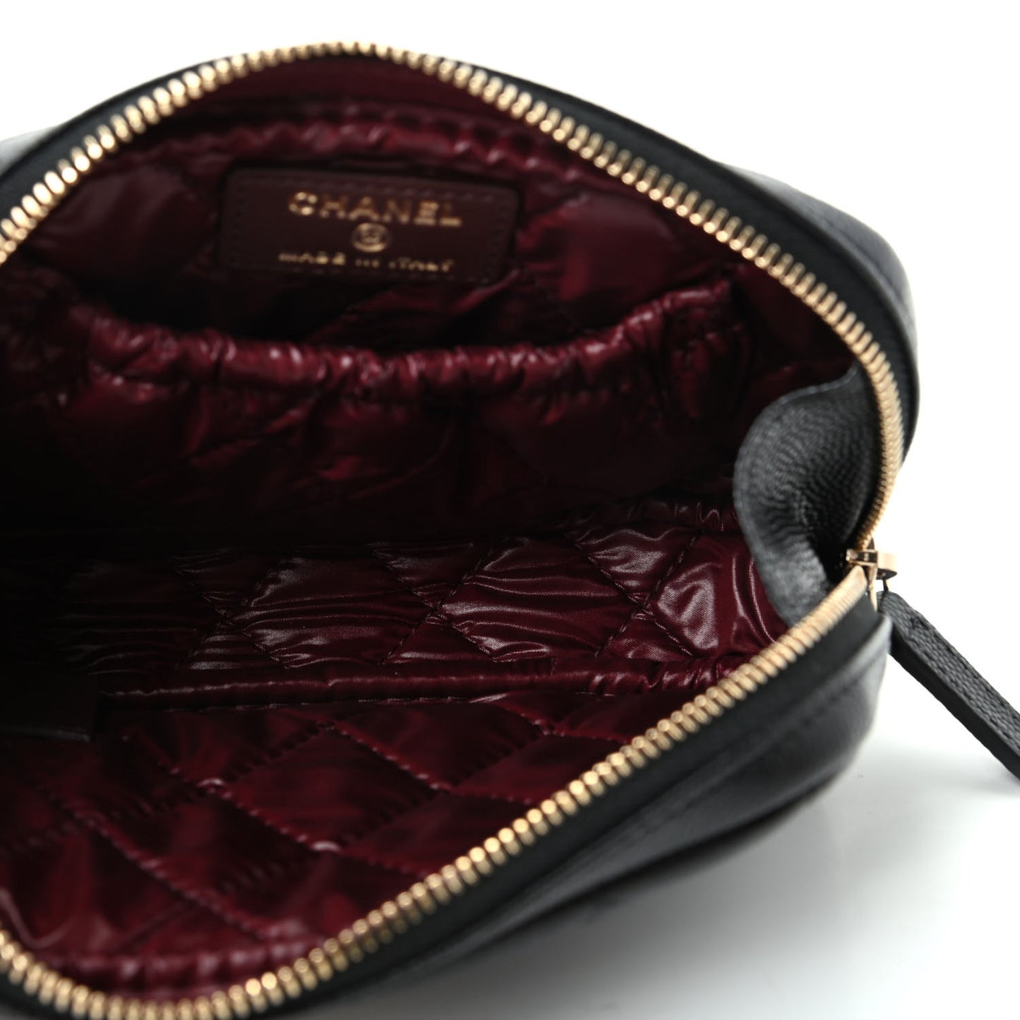 Caviar Quilted Small Curvy Pouch Cosmetic Case Black