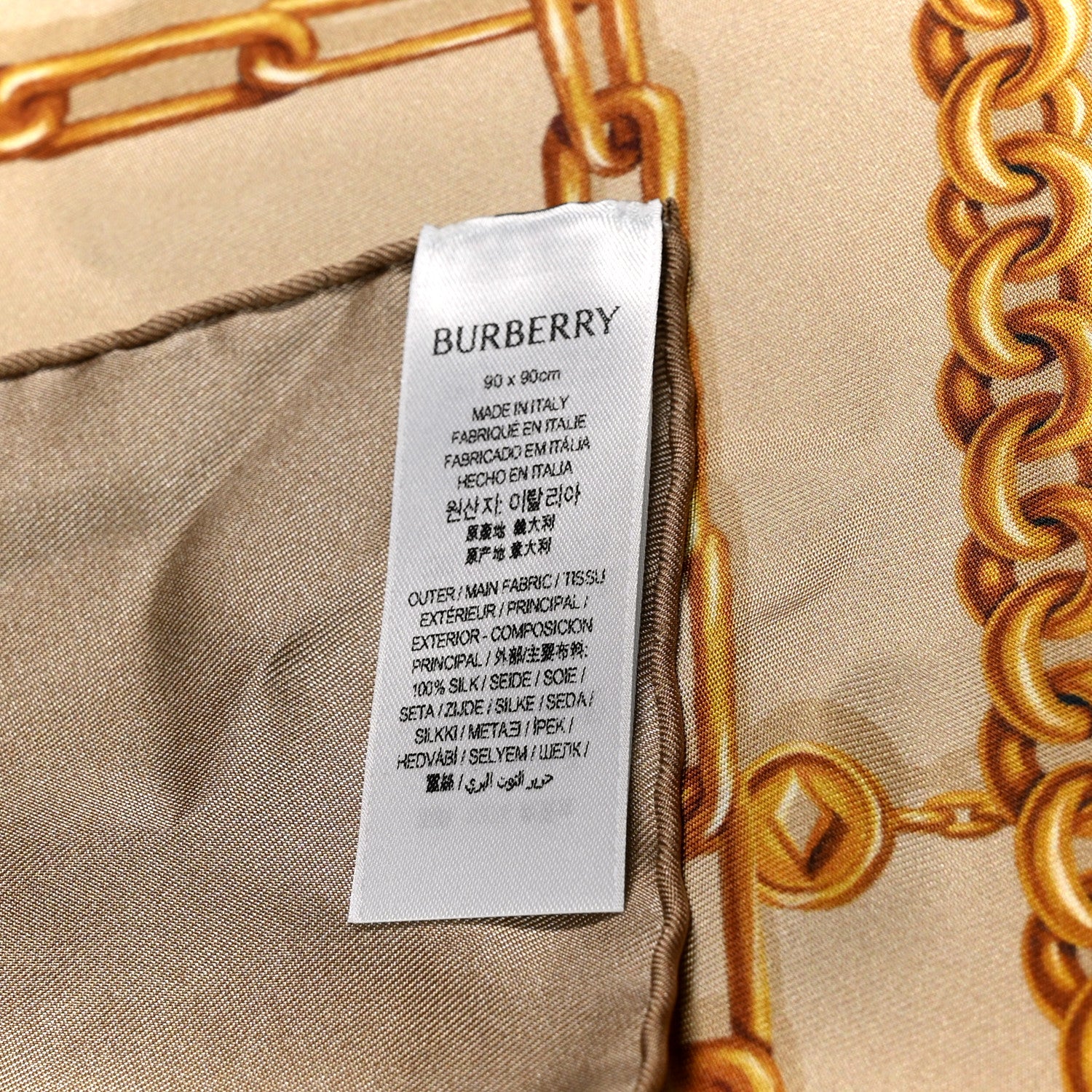Burberry Silk Check Charm Scarf Finch Beige 4 of 4