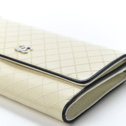 Chanel Calfskin Diamond Stitched Long Flap Wallet Ivory 6 of 10