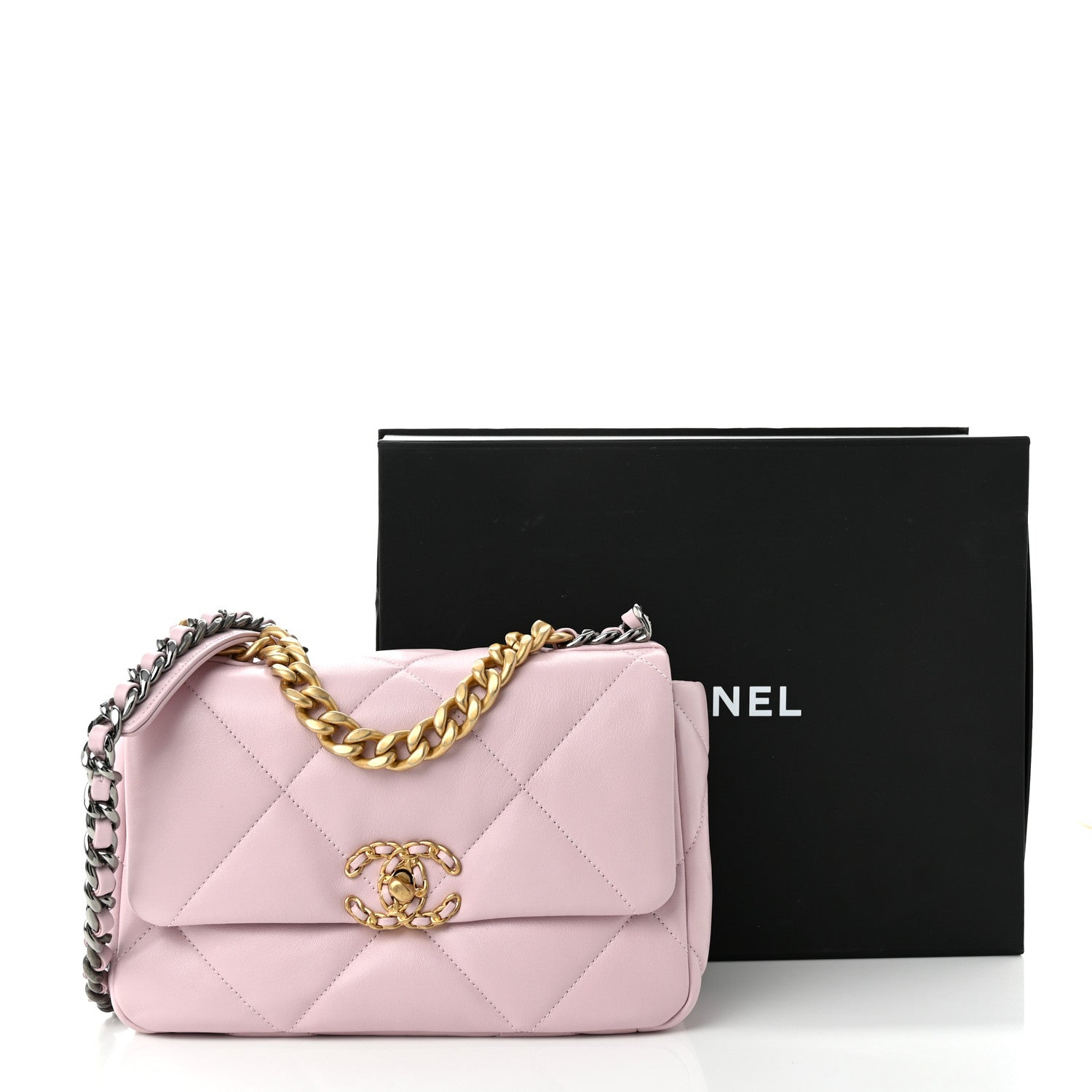 Chanel Lambskin Quilted Medium Chanel 19 Flap Light Pink 10 of 10
