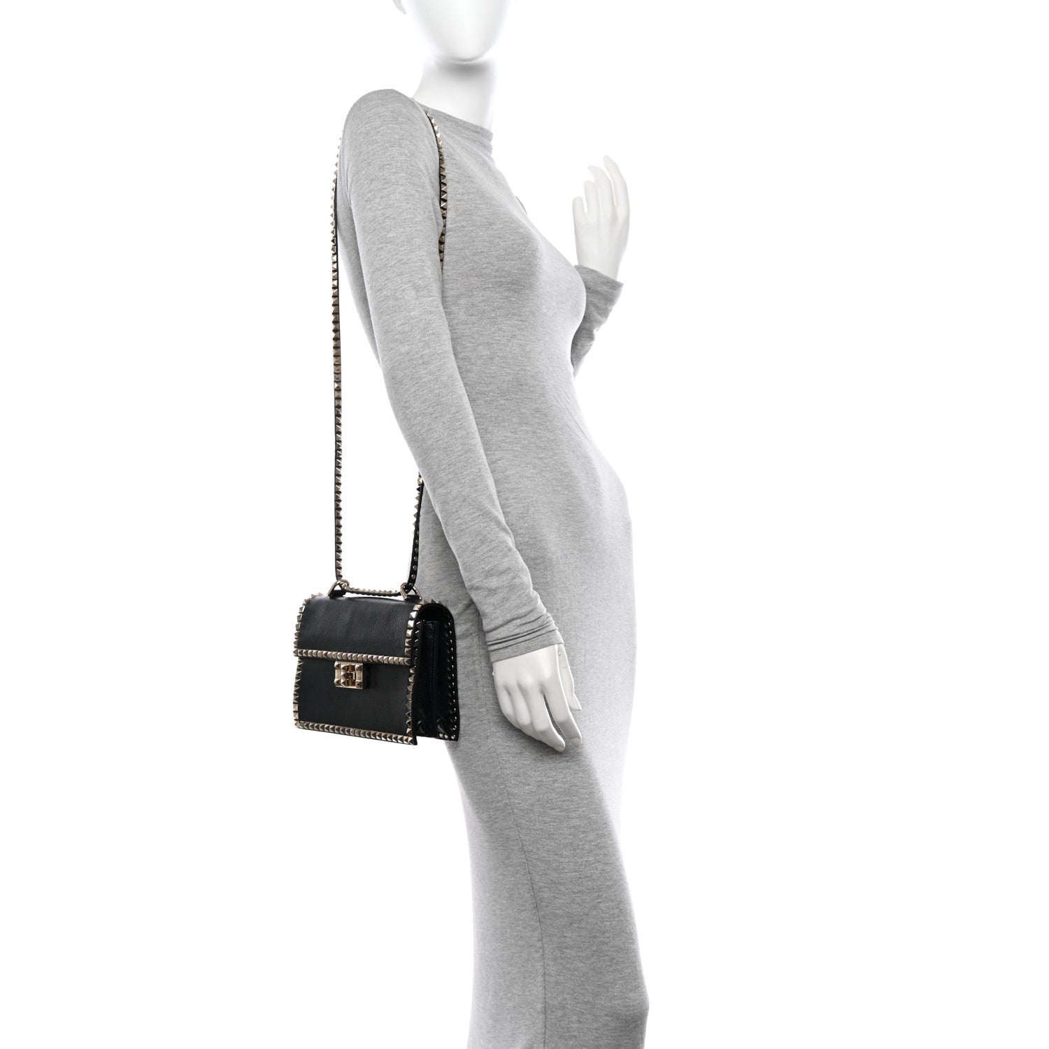 Valentino Garavani Vitello Rockstud No Limit Shoulder Bag Black 2 of 11