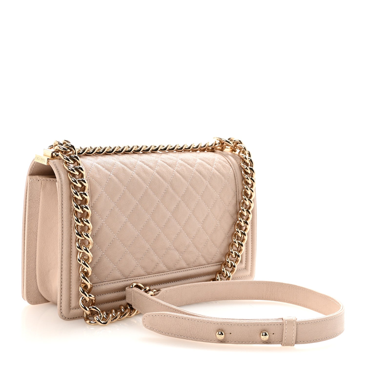 Chanel Caviar Quilted Medium Boy Flap Beige 3 of 11