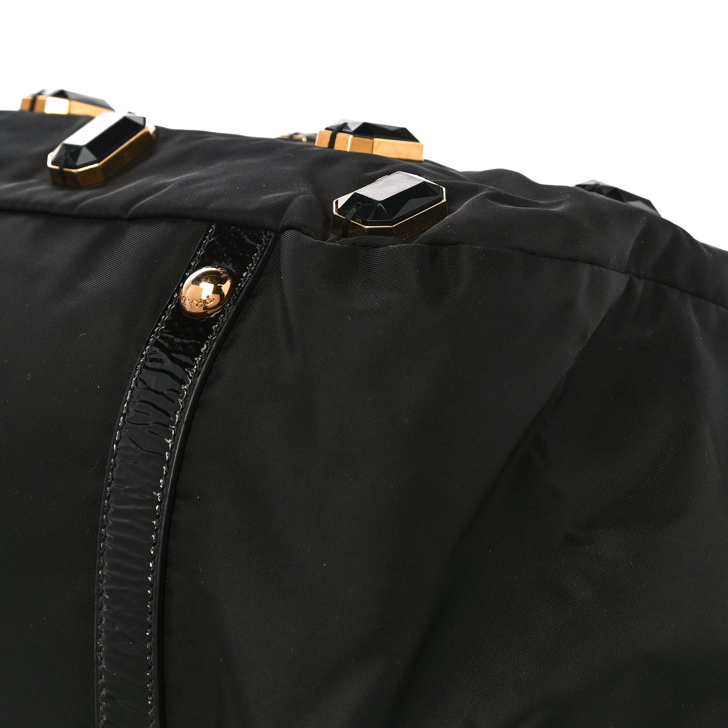 Tessuto Nylon Pietre Jeweled Tote Black