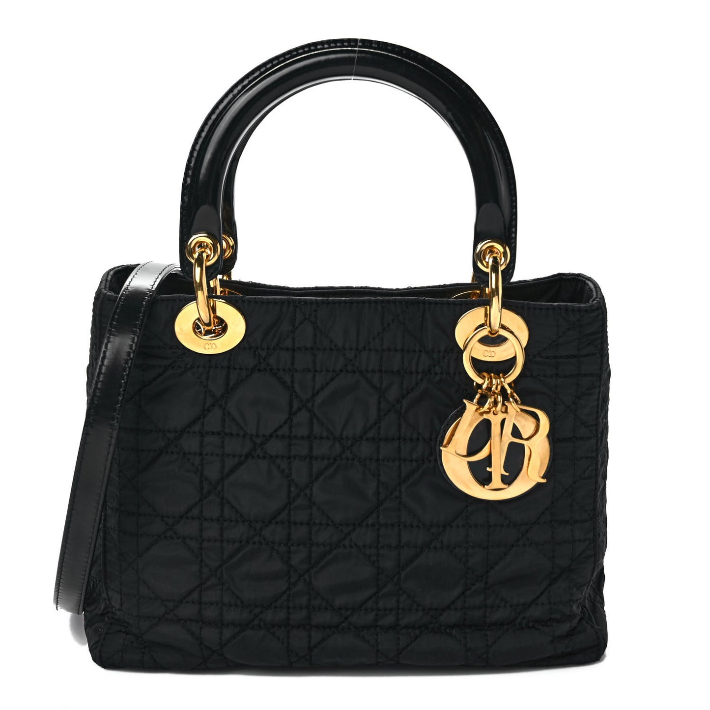 Nylon Cannage Medium Lady Dior Black