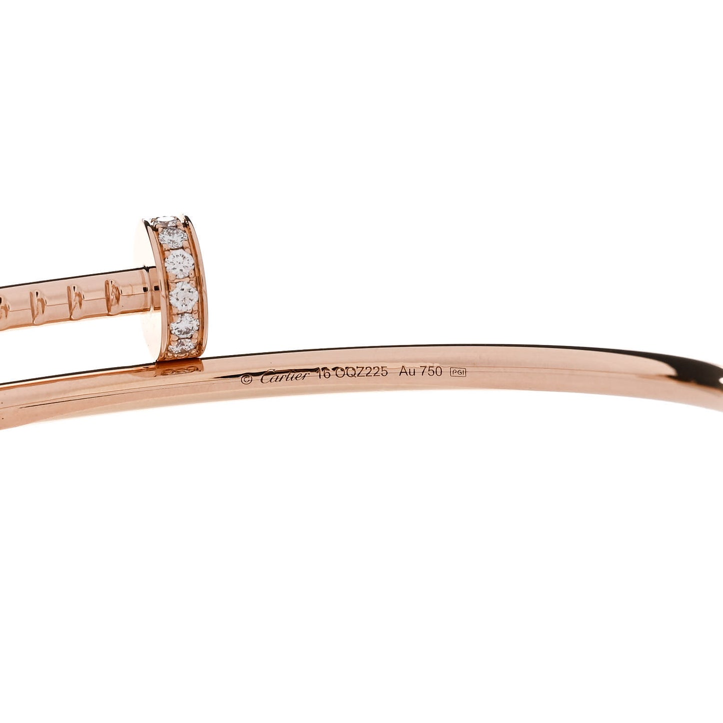 18K Pink Gold Diamond Small Juste Un Clou Bracelet 16