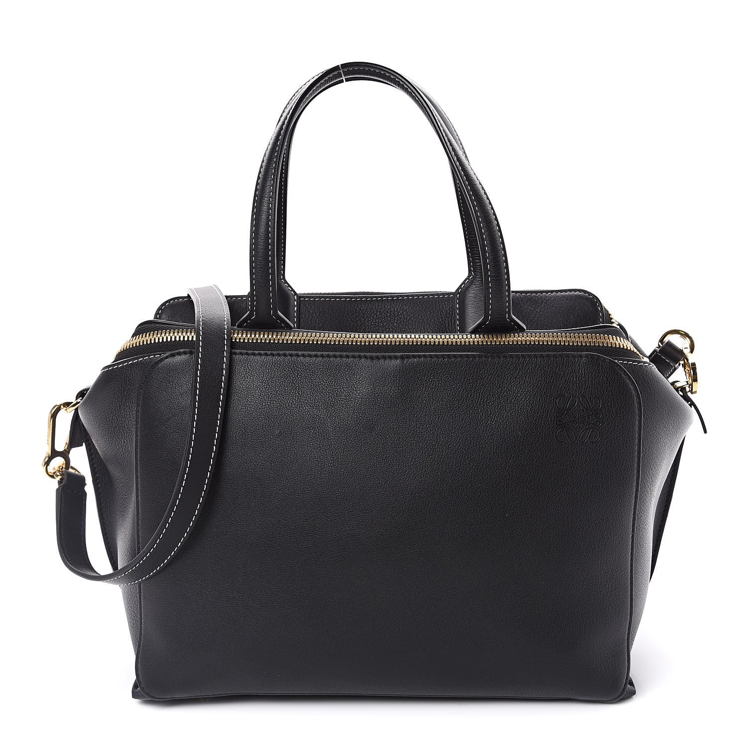 Loewe Calfskin Triple Zip Tote Black 453885 – FASHIONPHILE