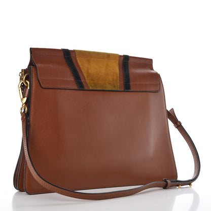 Chloe Suede Calfskin Patchwork Medium Faye Shoulder Bag Tobacco 3 of 10