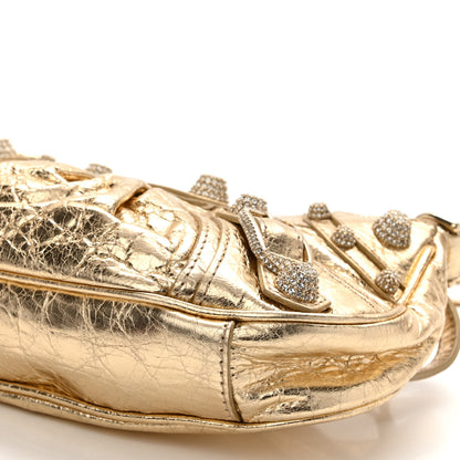 Balenciaga Metallic Arena Agneau Crystal Le Cagole Mini Purse With Chain Light Gold 9 of 9