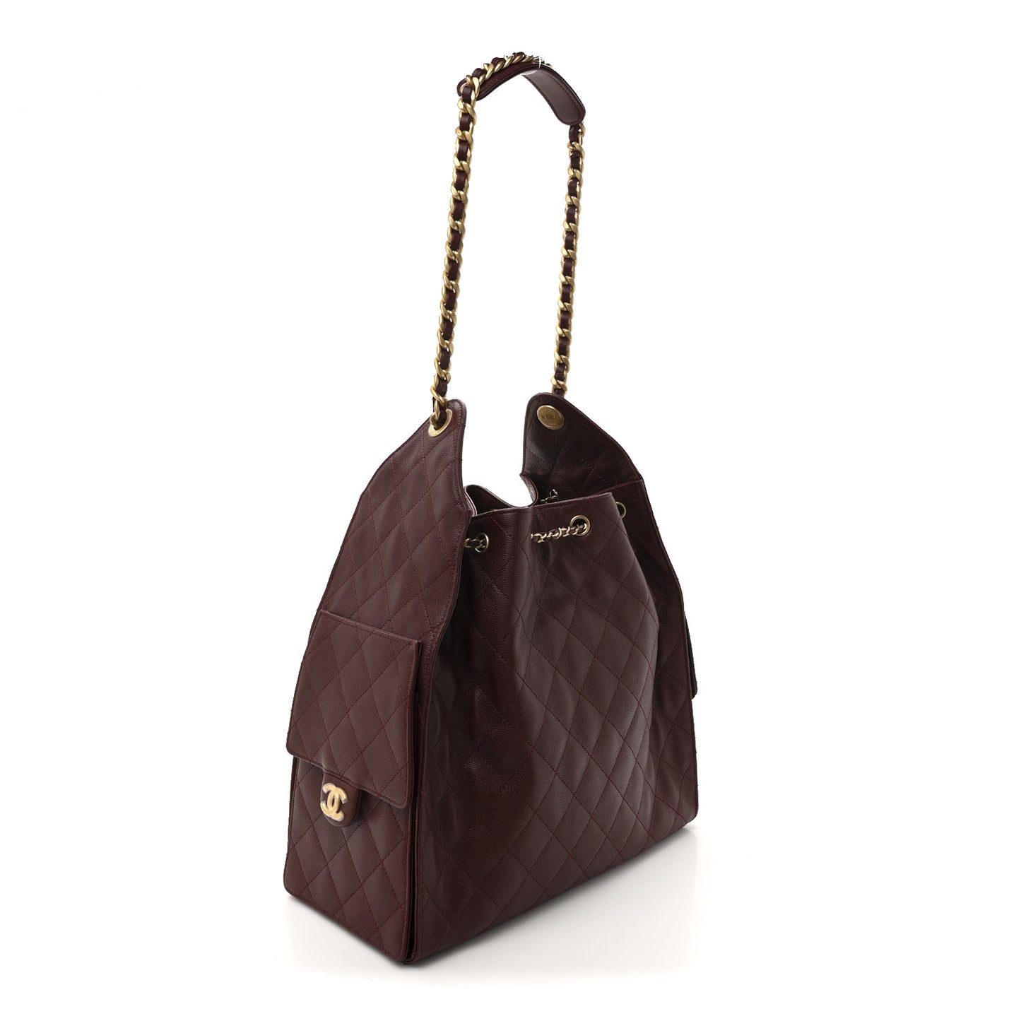 Caviar Quilted Medium Chanel 25 Handbag Burgundy