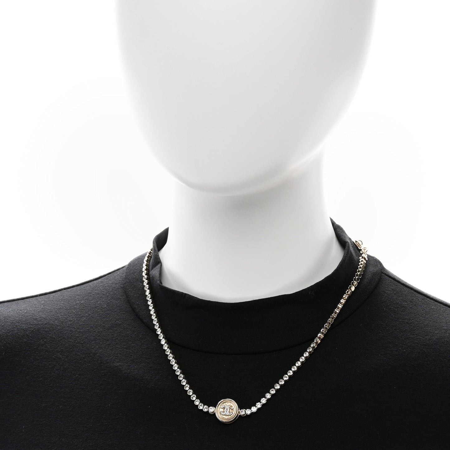 Crystal CC Chain Short Necklace Gold