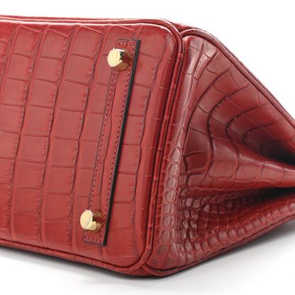 Hermes Matte Alligator Verso Birkin 25 Rouge H Orange Poppy 10 of 10