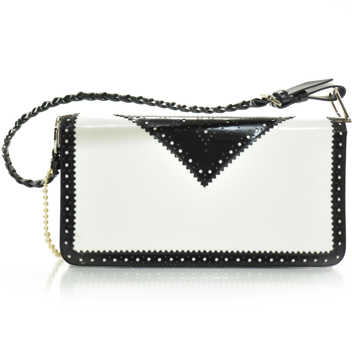Christian Dior Leather D Trick Shoulder Bag Black and White 4 of 8