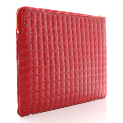 Celine Calfskin Quilted C Charm Pouch Red 3 of 6
