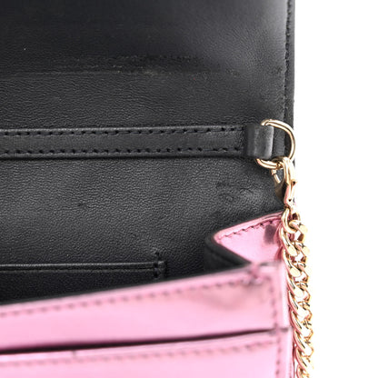 Christian Dior Metallic Patent Micro-Cannage Diorama Wallet on Chain Pouch Pink 9 of 20