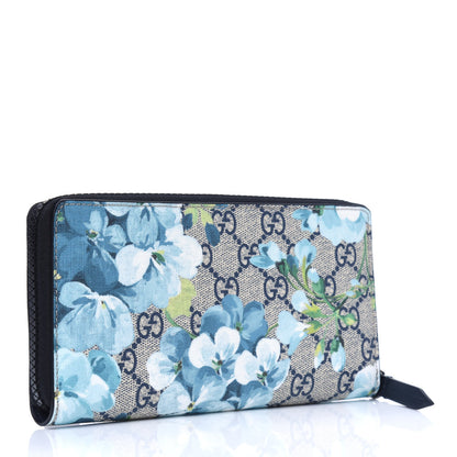 Gucci GG Supreme Monogram Blooms Zip Around Wallet Blue 3 of 10