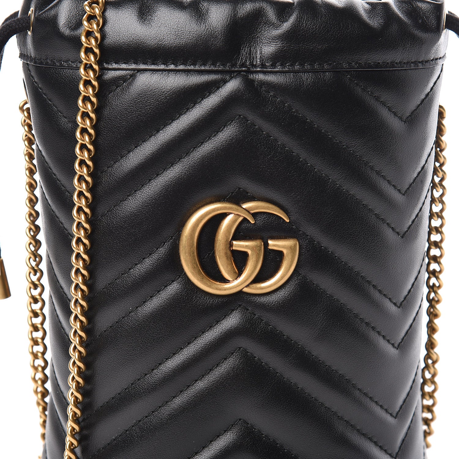 Gucci Calfskin Matelasse Mini GG Marmont 2.0 Bucket Bag Black 10 of 11