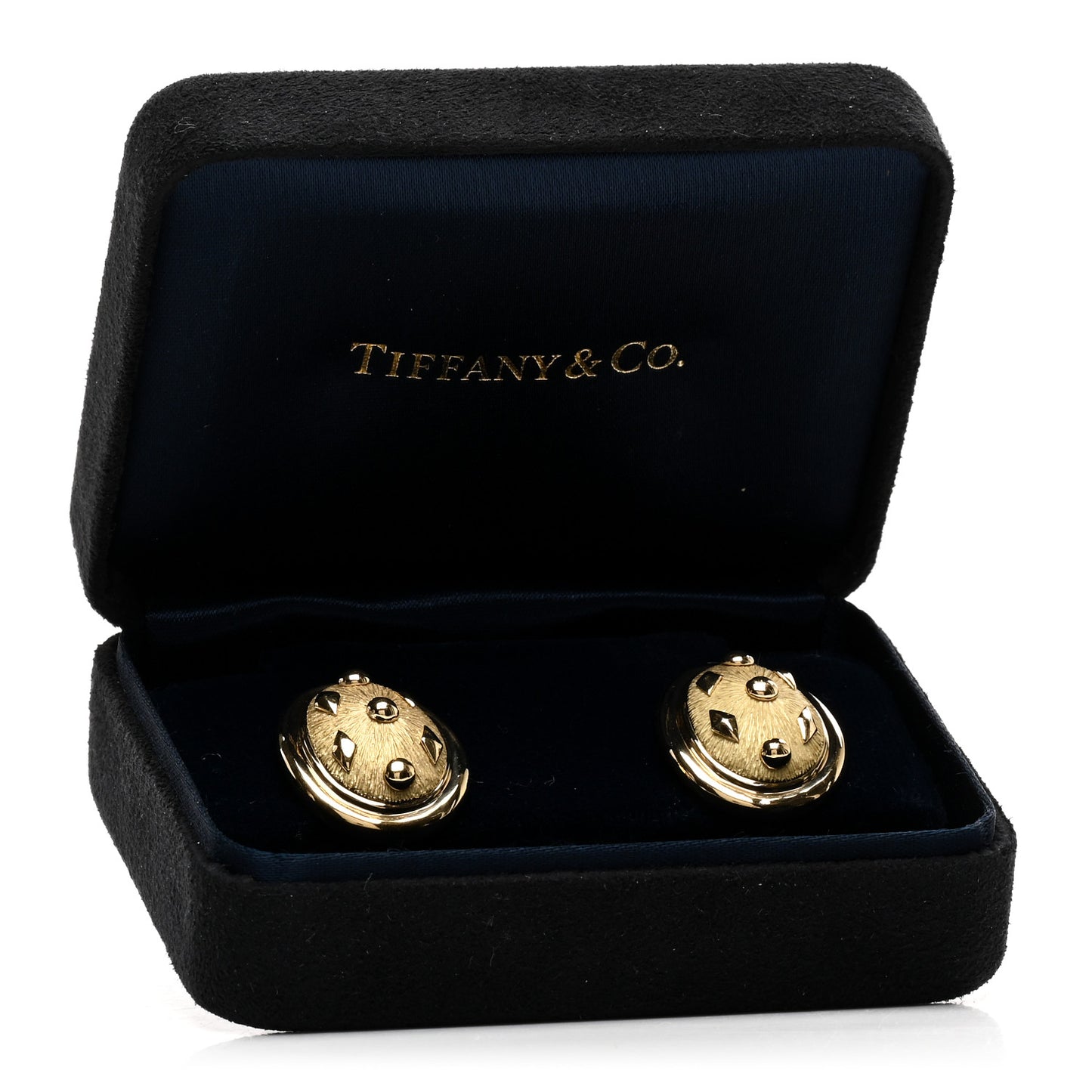 18K Yellow Gold Schlumberger Lozenge Clip Earrings