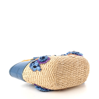 Miu Miu Calfskin Wicker Romantic Basket Bag Naturale Blue 4 of 10