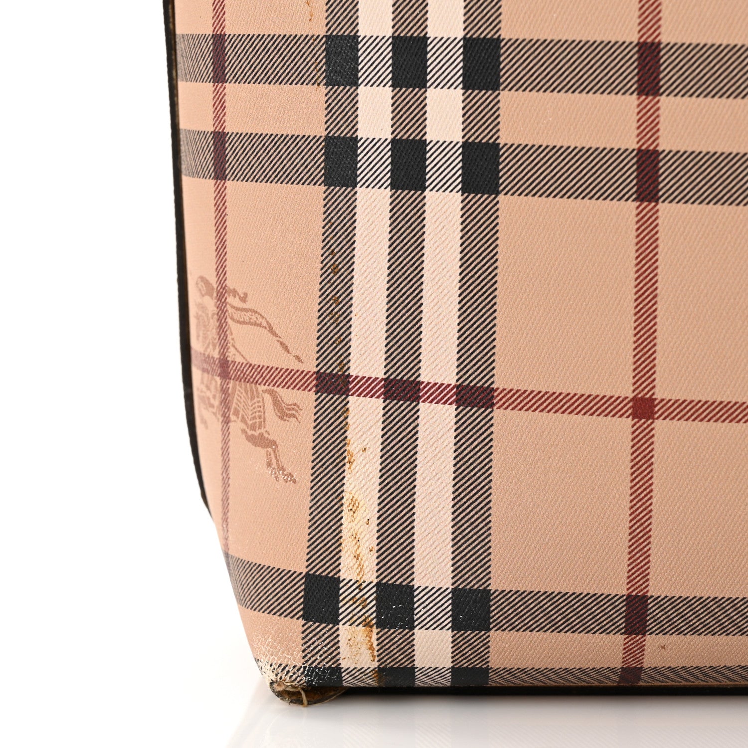 Burberry Grainy Calfskin Haymarket Check Small Reversible Tote Mid Camel 21 of 25