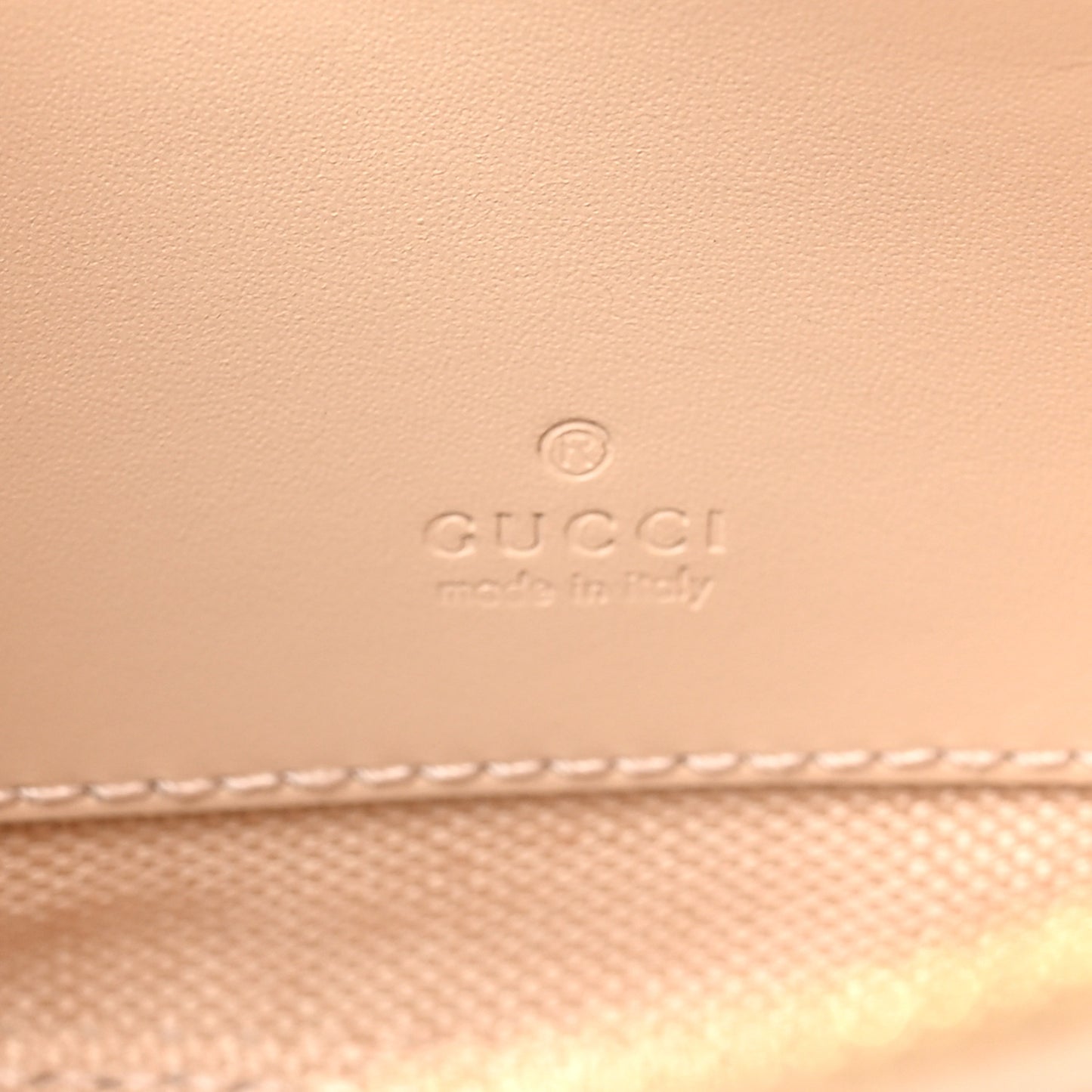 Calfskin GG Super Mini Debossed Chain Wallet Light Beige